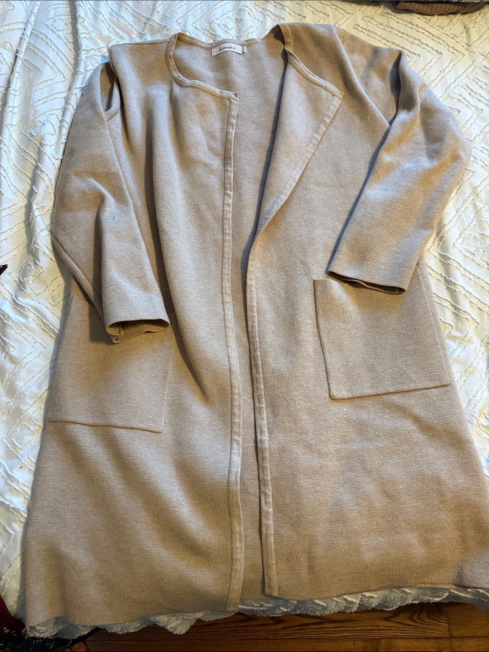 Neutral Taupe Open-Front Cardigan Coatigan